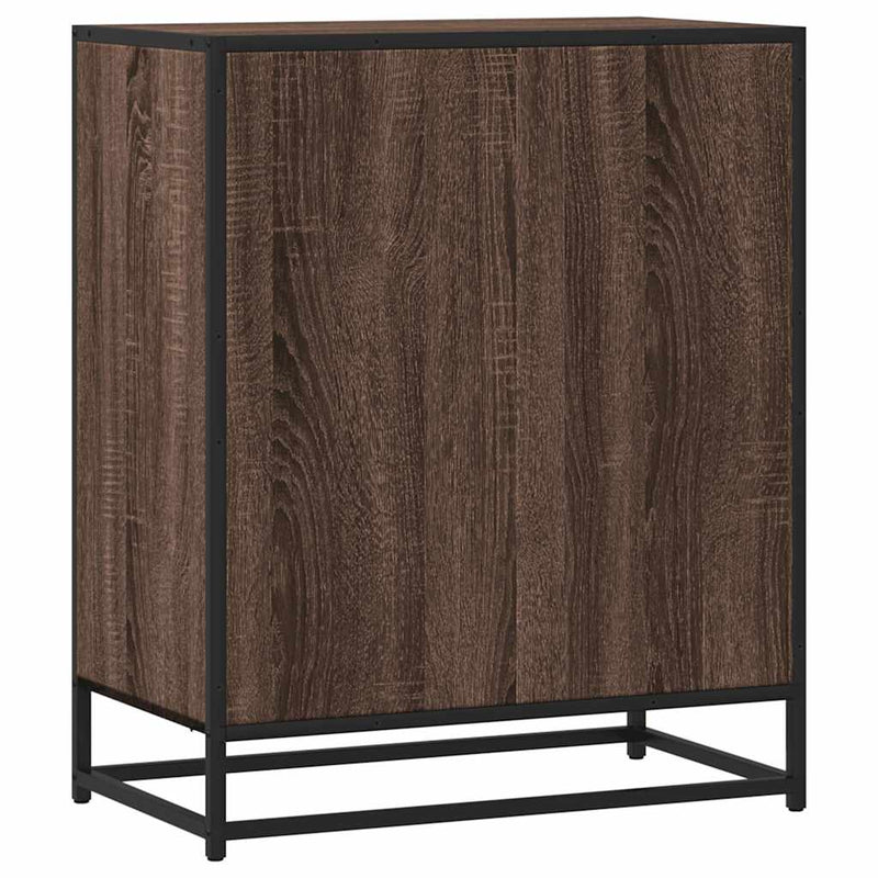 Industrial Wooden Sideboard Storage Cabinet Unit With 1 Door & Open Storage Shelves