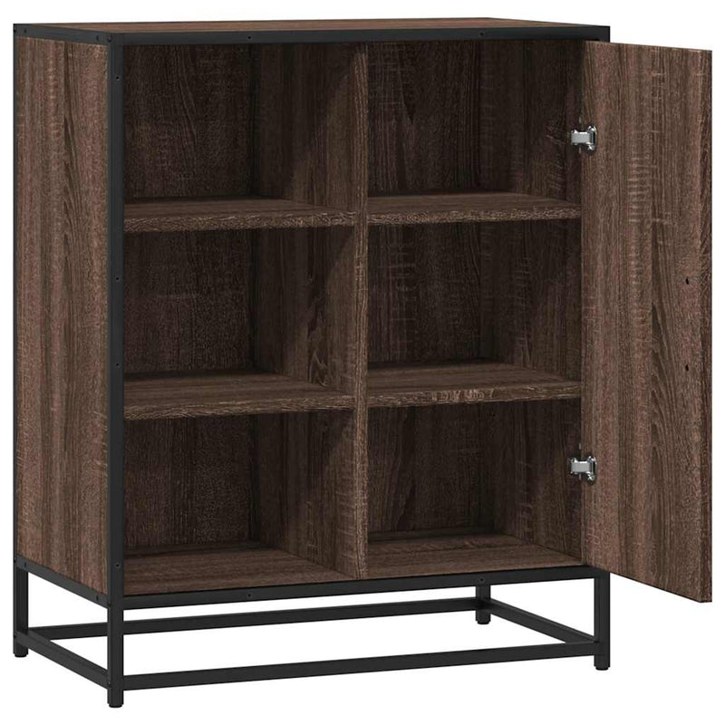 Industrial Wooden Sideboard Storage Cabinet Unit With 1 Door & Open Storage Shelves