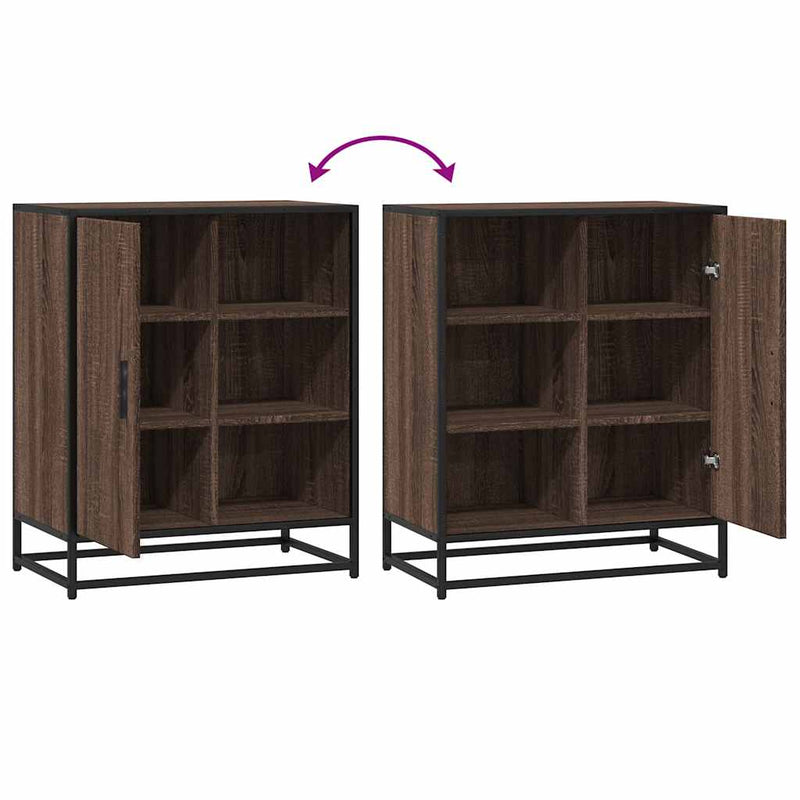 Industrial Wooden Sideboard Storage Cabinet Unit With 1 Door & Open Storage Shelves