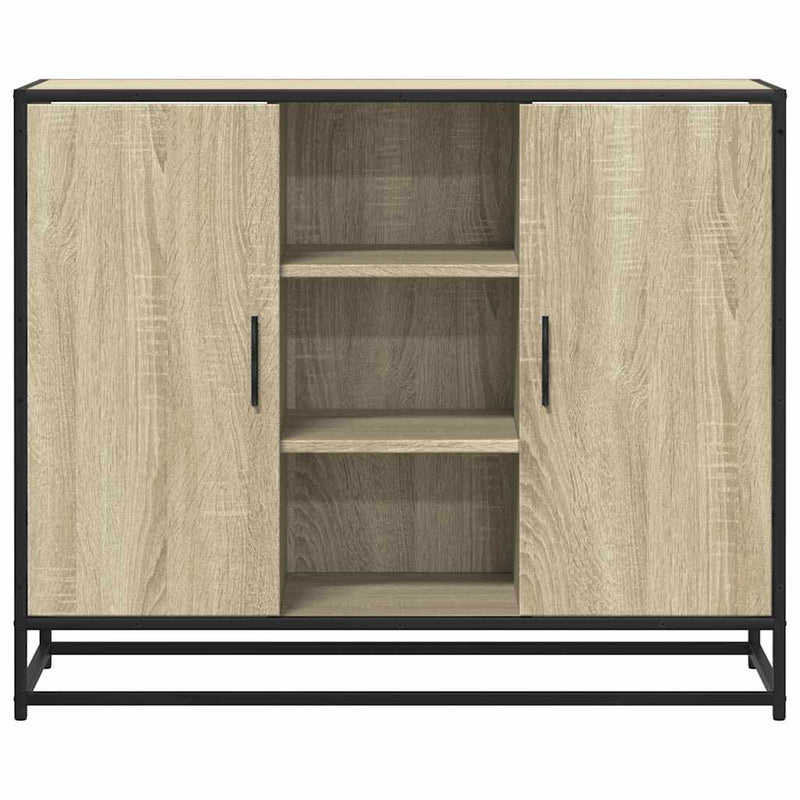 Modern Wooden Sideboard Storage Cabinet Unit With 2 Doors & Open Shelves Wood