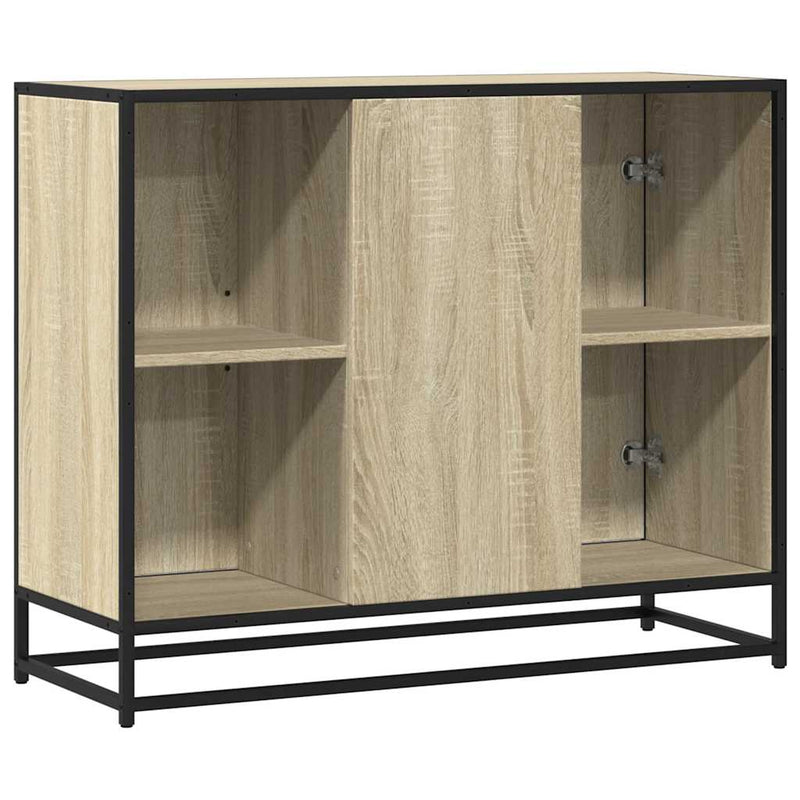Modern Wooden Sideboard Storage Cabinet Unit With 2 Doors & Open Shelves Wood