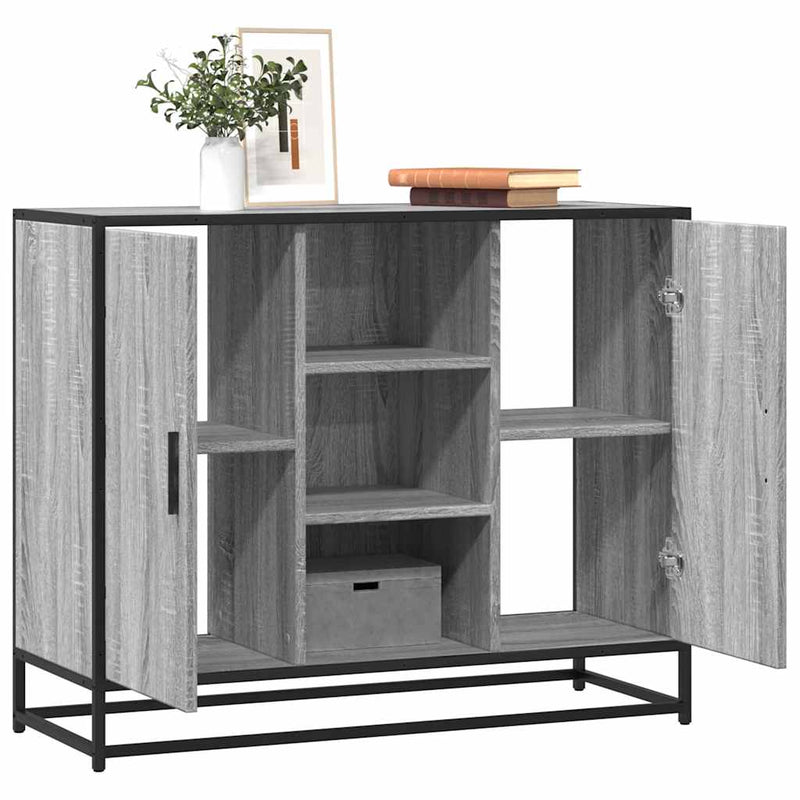 Modern Wooden Sideboard Storage Cabinet Unit With 2 Doors & Open Shelves Wood