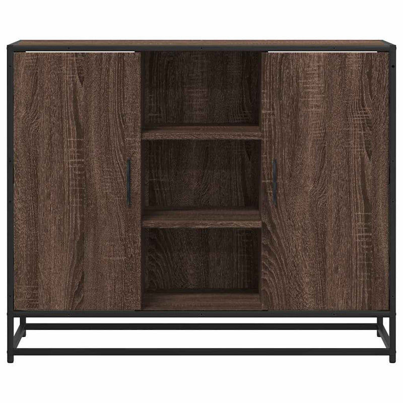 Modern Wooden Sideboard Storage Cabinet Unit With 2 Doors & Open Shelves Wood