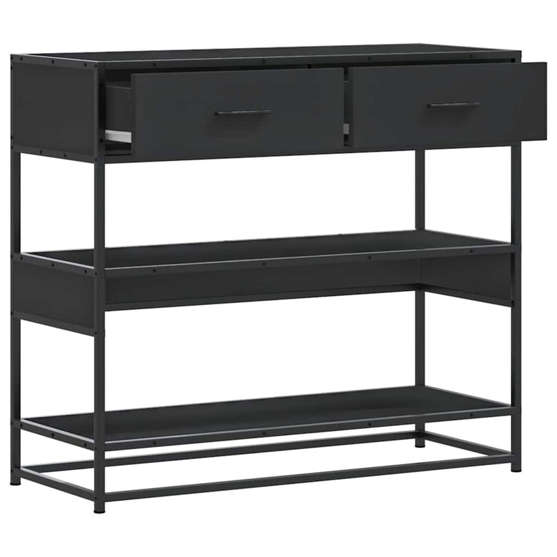 Modern Wooden Hallway Console Table With 2 Storage Drawers & Shelves Wood
