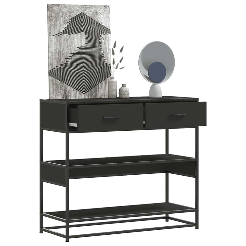 Modern Wooden Hallway Console Table With 2 Storage Drawers & Shelves Wood