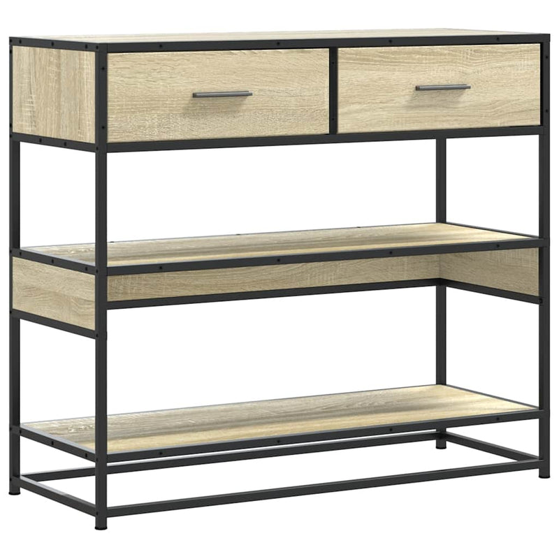 Modern Wooden Hallway Console Table With 2 Storage Drawers & Shelves Wood