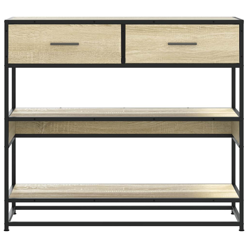 Modern Wooden Hallway Console Table With 2 Storage Drawers & Shelves Wood