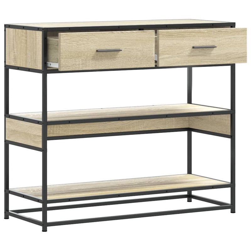 Modern Wooden Hallway Console Table With 2 Storage Drawers & Shelves Wood