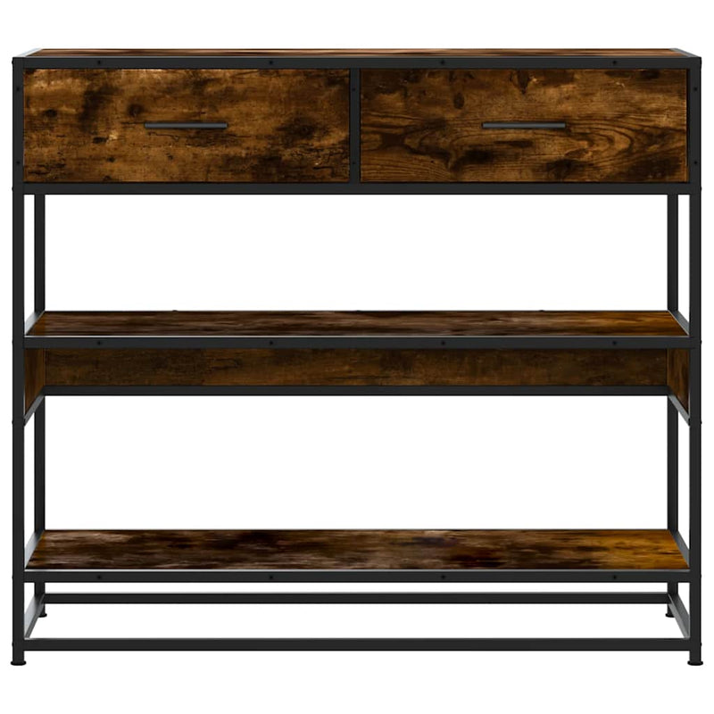 Modern Wooden Hallway Console Table With 2 Storage Drawers & Shelves Wood
