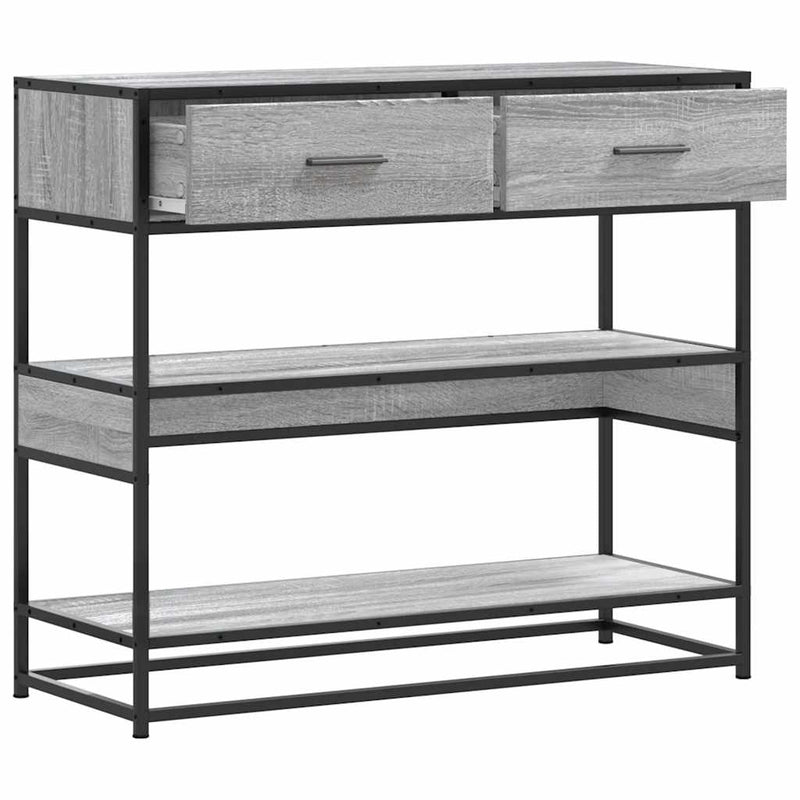 Modern Wooden Hallway Console Table With 2 Storage Drawers & Shelves Wood
