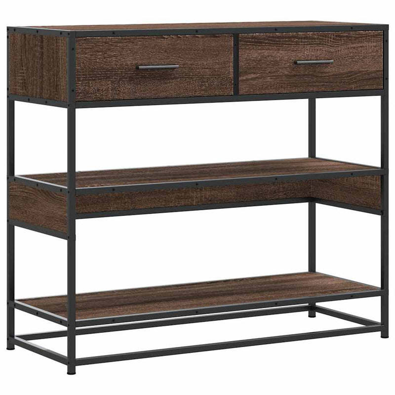Modern Wooden Hallway Console Table With 2 Storage Drawers & Shelves Wood