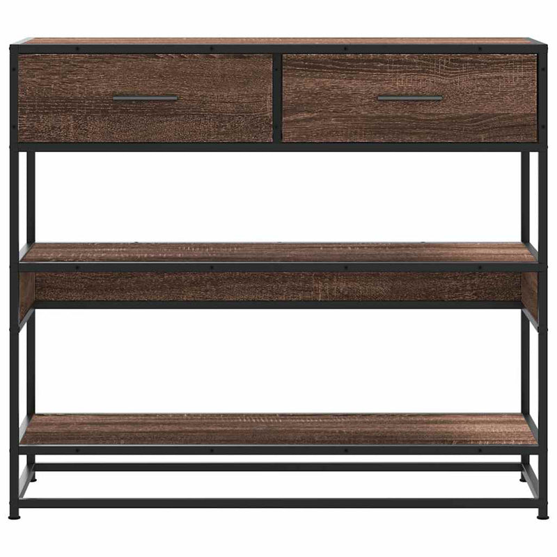 Modern Wooden Hallway Console Table With 2 Storage Drawers & Shelves Wood