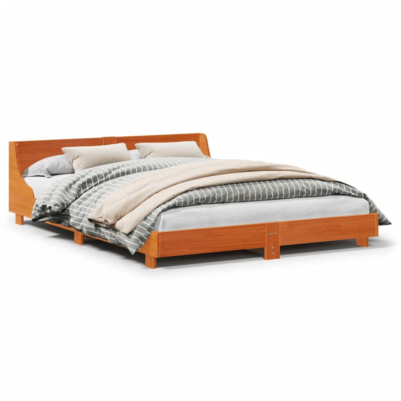 Bed Frame without Mattress Wax Brown 140x200 cm Solid Wood Pine
