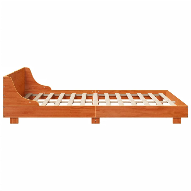 Bed Frame without Mattress Wax Brown 140x200 cm Solid Wood Pine