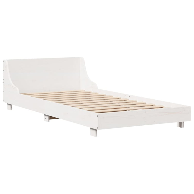 Bed Frame without Mattress White 100x200 cm Solid Wood Pine