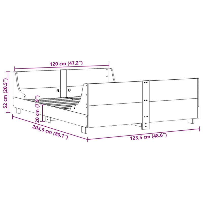 Bed Frame without Mattress 120x200 cm Solid Wood Pine