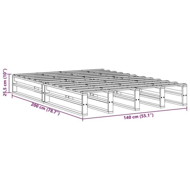Bed Frame without Mattress Wax Brown 140x200 cm Solid Wood Pine