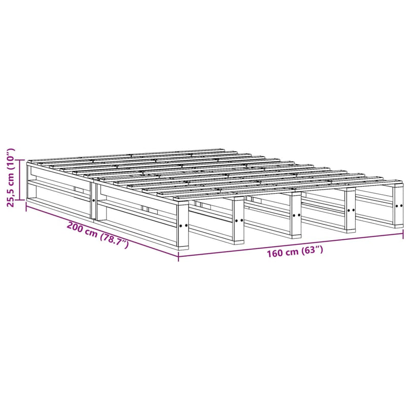 Bed Frame without Mattress 160x200 cm Solid Wood Pine