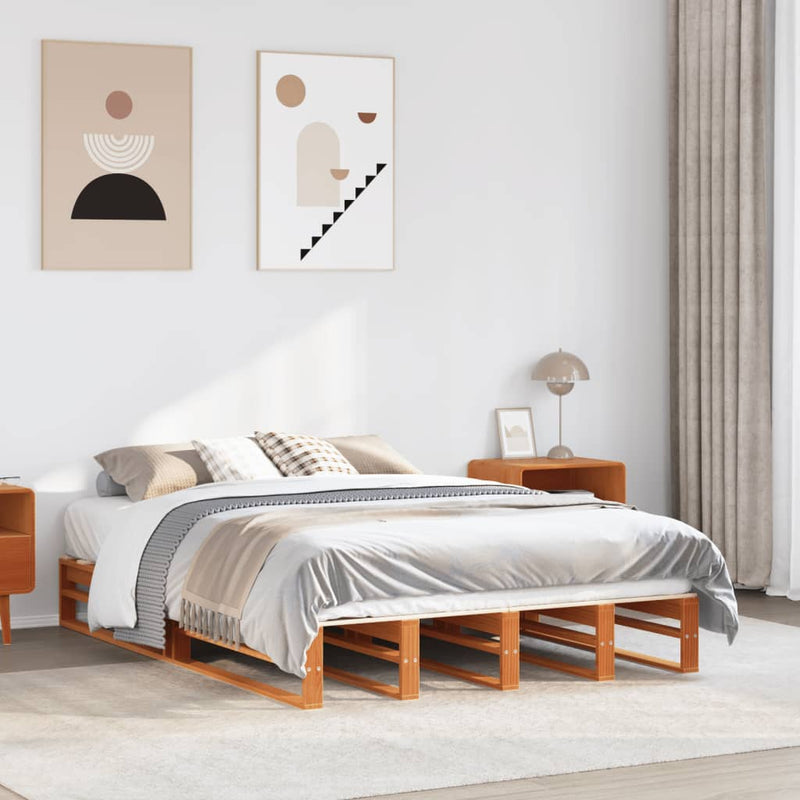 Bed Frame without Mattress Wax Brown 120x190 cm Small Double Solid Wood Pine