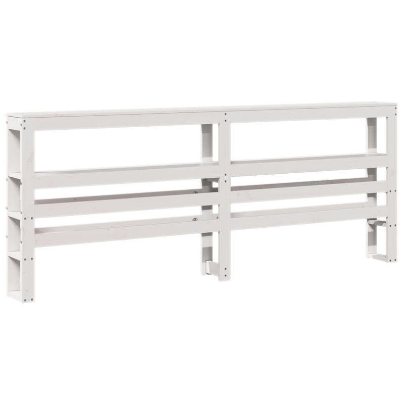 Headboard with Shelves White 180 cm Solid Wood Pine