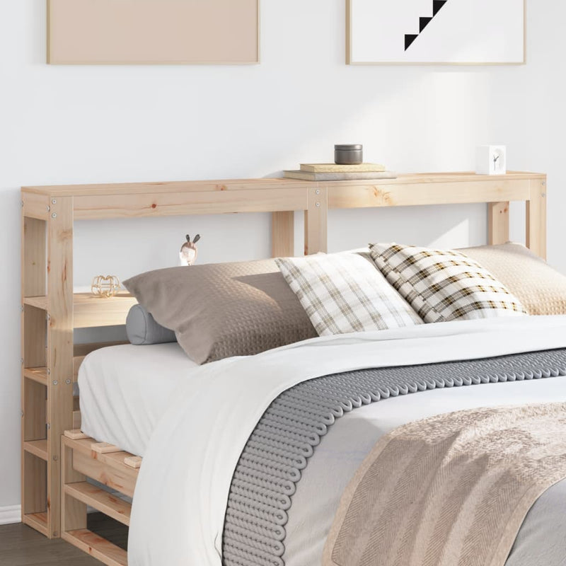 Headboard with Shelves 140 cm Solid Wood Pine