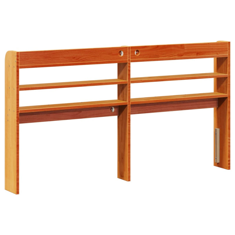 Headboard with Shelves Wax Brown 135 cm Solid Wood Pine