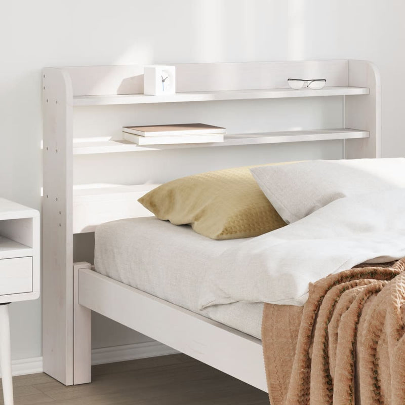Headboard with Shelves White 90 cm Solid Wood Pine
