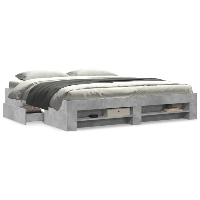 Bed Frame without Mattress Concrete Grey 200x200cm Engineered Wood