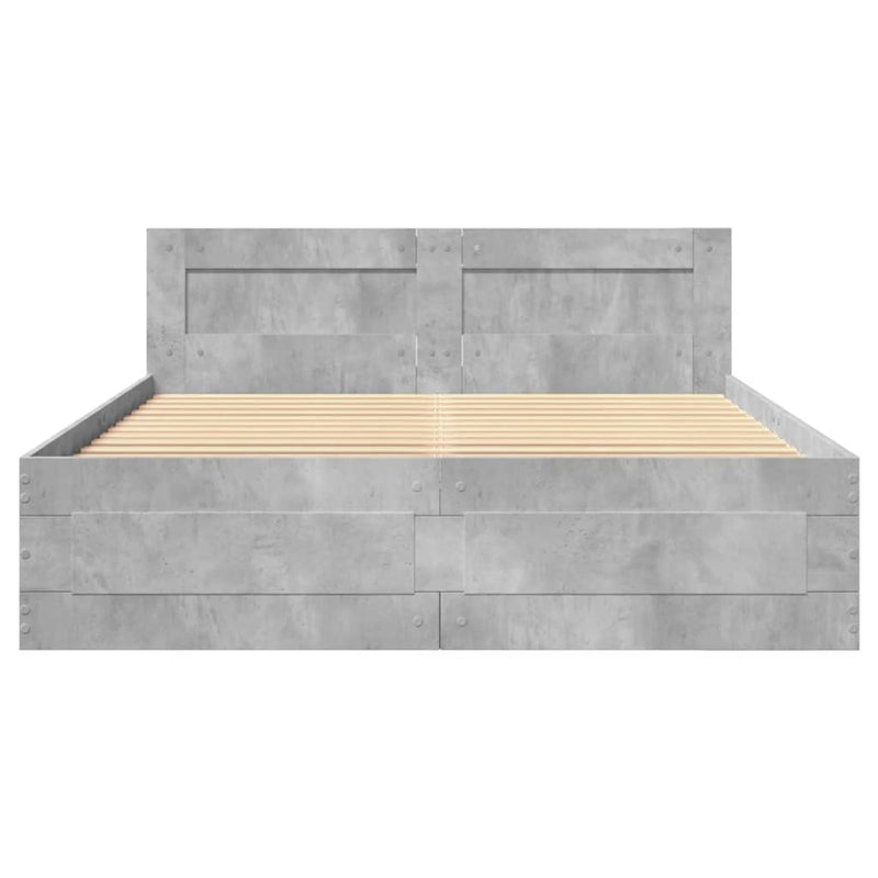 Bed Frame with Headboard without Mattress Concrete Grey 120x200 cm