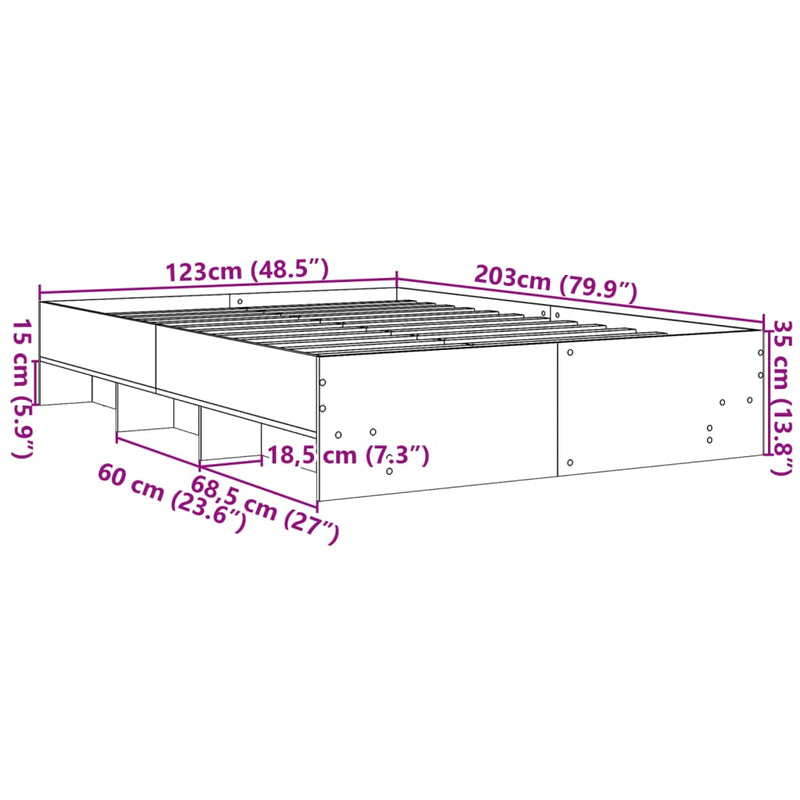 Bed Frame without Mattress Grey Sonoma 120x200 cm Engineered Wood