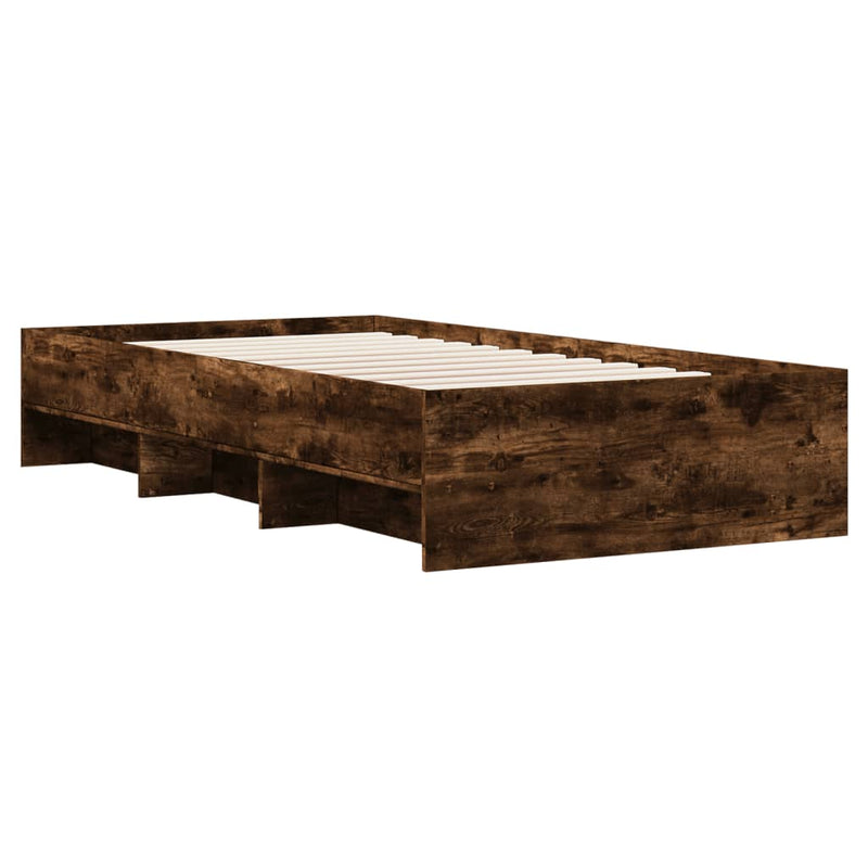 Bed Frame without Mattress Smoked Oak 100x200 cm Engineered Wood