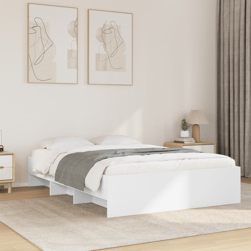 Bed Frame without Mattress White 140x190 cm Engineered Wood