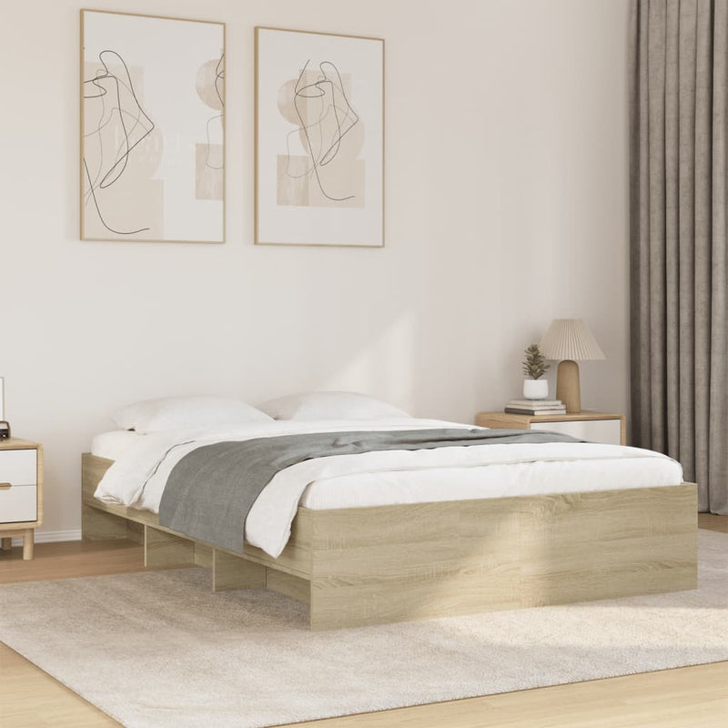 Modern Woden Double Size 135cm Bed Frame Base With Under Storage Space Wood