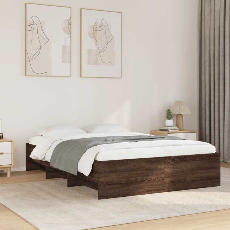 Modern Woden Double Size 135cm Bed Frame Base With Under Storage Space Wood