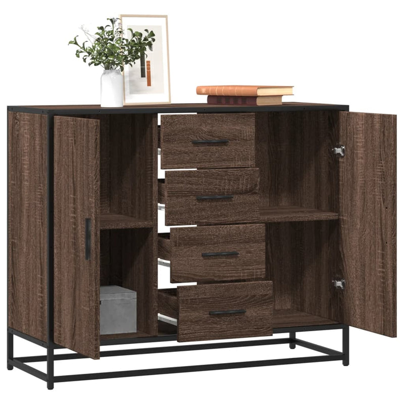 Sideboard Brown Oak 92x35x76 cm Engineered Wood