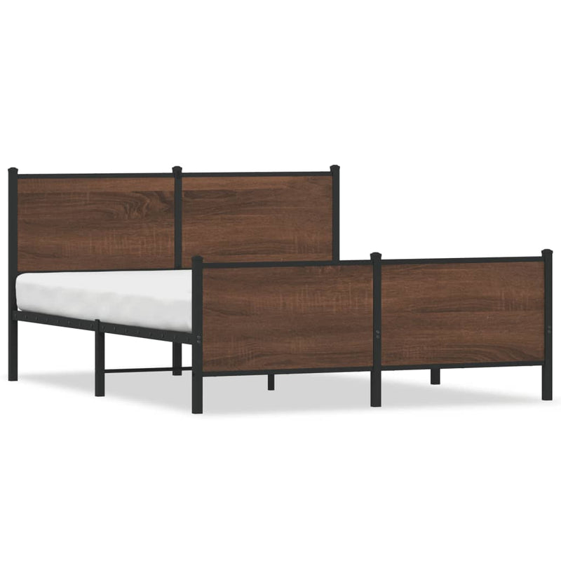 Metal Bed Frame without Mattress Brown Oak 160x200 cm