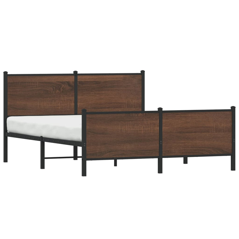 Metal Bed Frame without Mattress Brown Oak 160x200 cm