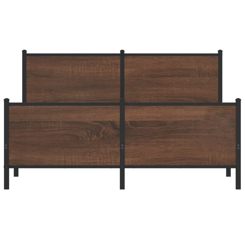 Metal Bed Frame without Mattress Brown Oak 160x200 cm