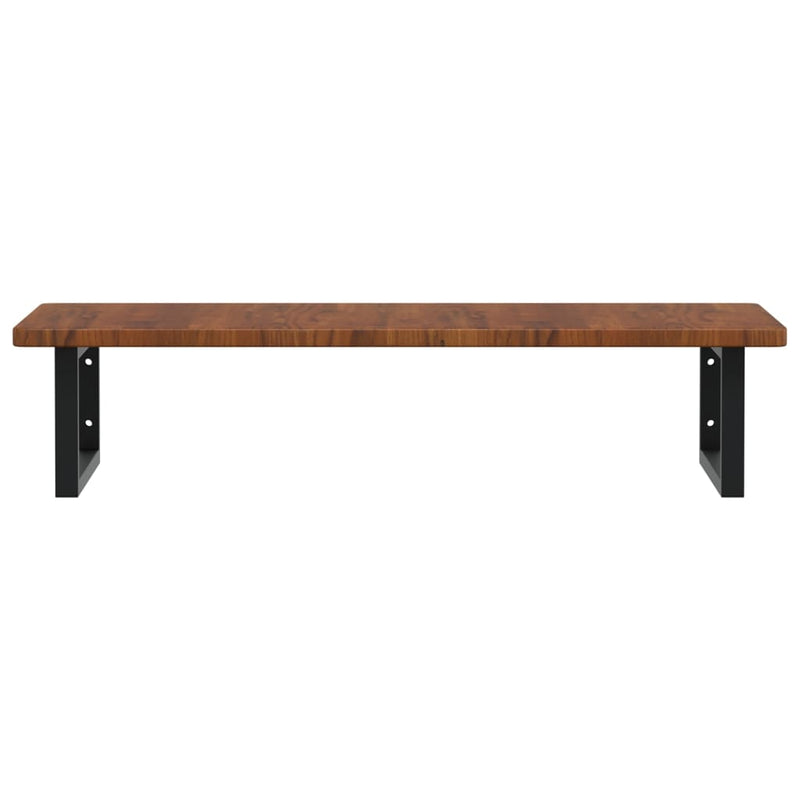 Basin Shelf Wall Mounted Steel and Solid Wood Oak