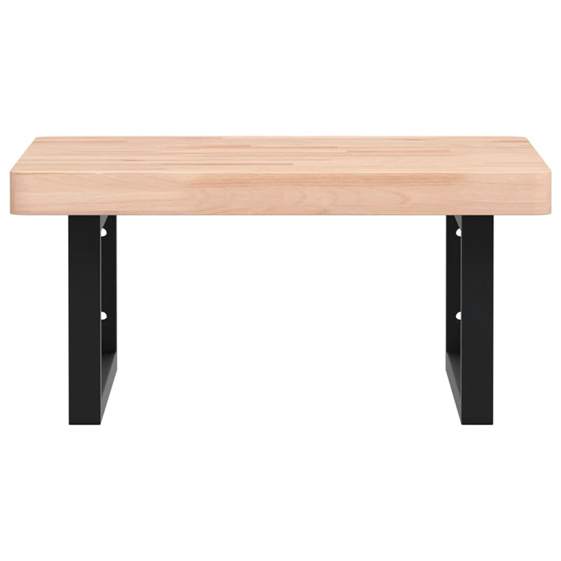 Basin Shelf Wall Mounted Steel and Solid Wood Beech
