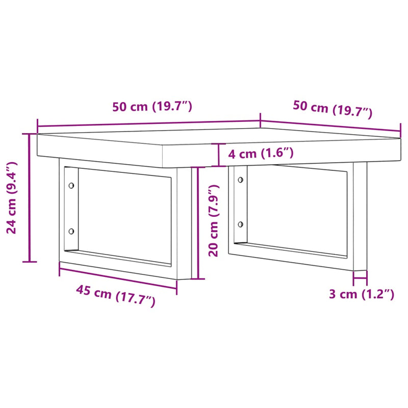 Basin Shelf Wall Mounted Steel and Solid Wood Beech