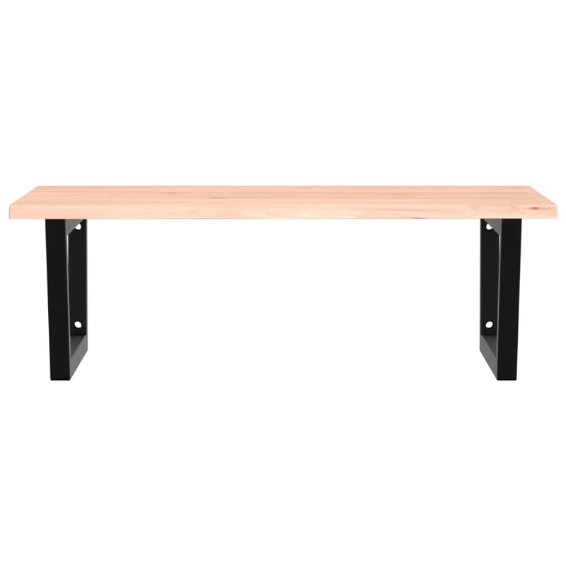 Basin Shelf Wall Mounted Steel and Solid Wood Oak