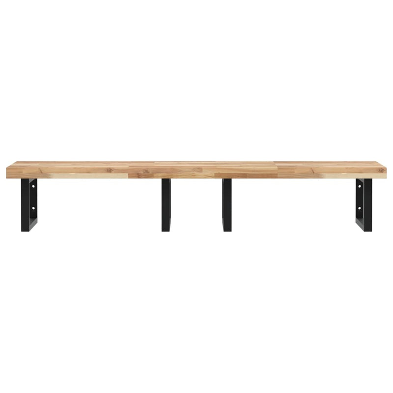 Basin Shelf Wall Mounted Steel and Solid Wood Acacia
