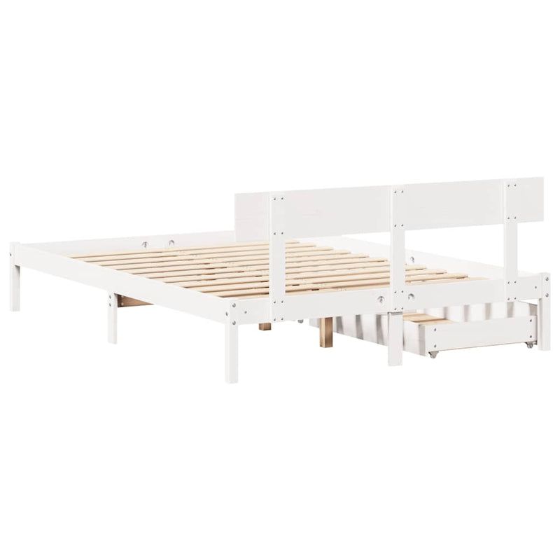 Bed Frame without Mattress White 135x190 cm Double Solid Wood Pine
