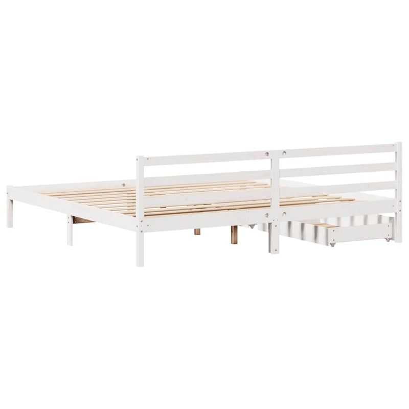 Bed Frame without Mattress White 200x200 cm Solid Wood Pine