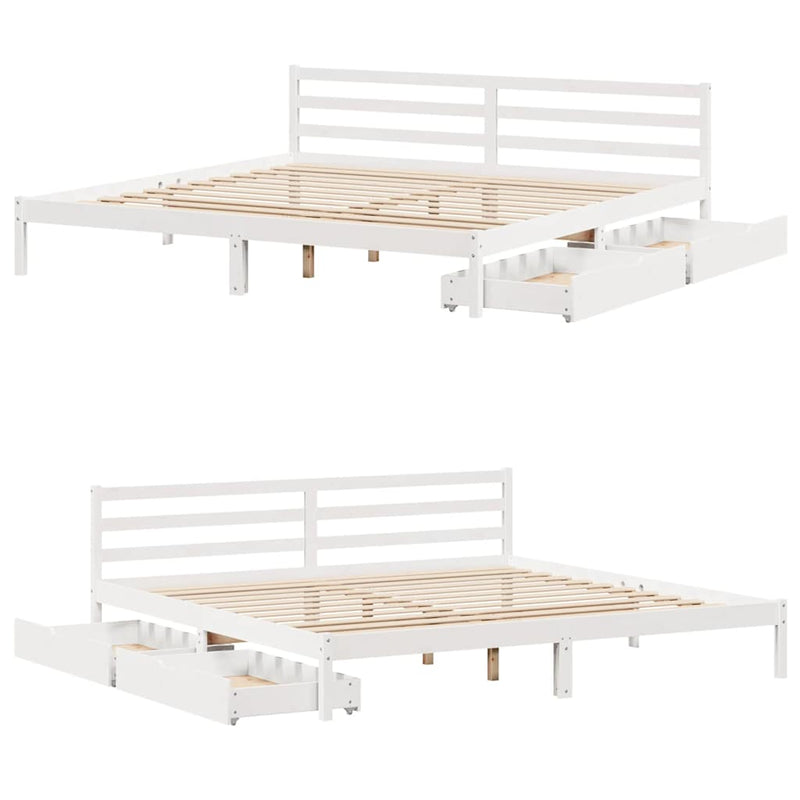 Bed Frame without Mattress White 200x200 cm Solid Wood Pine
