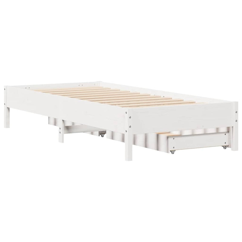 Bed Frame without Mattress White 100x200 cm Solid Wood Pine
