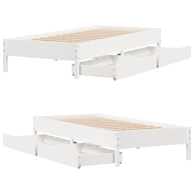 Bed Frame without Mattress White 90x190 cm Single Solid Wood Pine