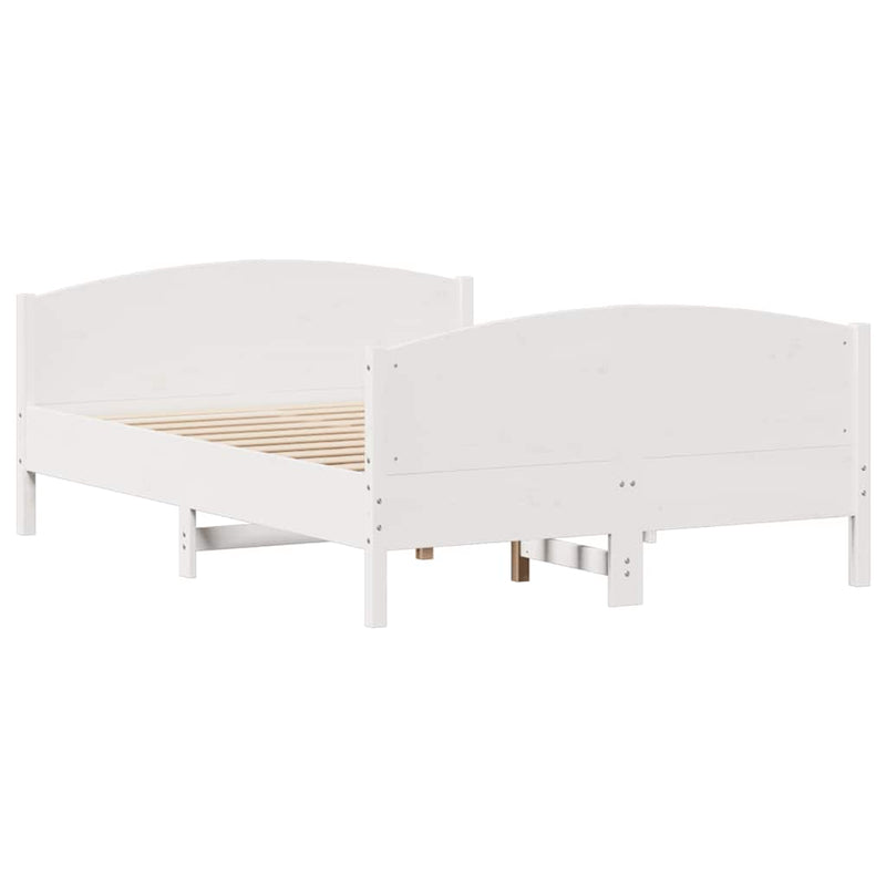 Bed Frame without Mattress White 150x200 cm King Size Solid Wood Pine