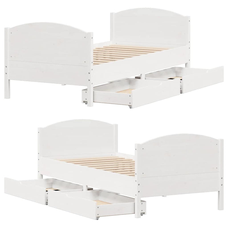 Bed Frame without Mattress White 100x200 cm Solid Wood Pine